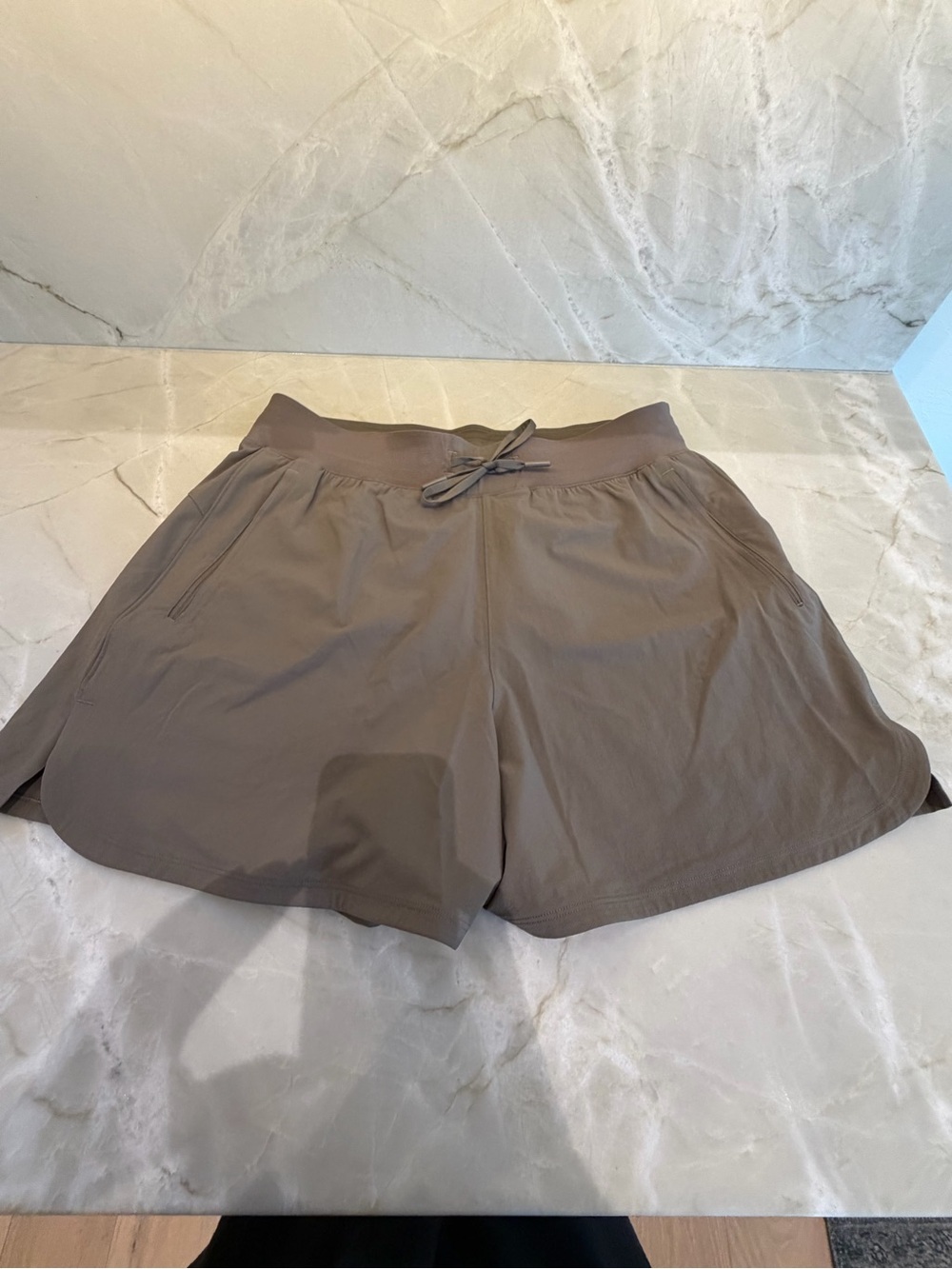 lululemon athletica Taupe Drawstring Athletic Shorts